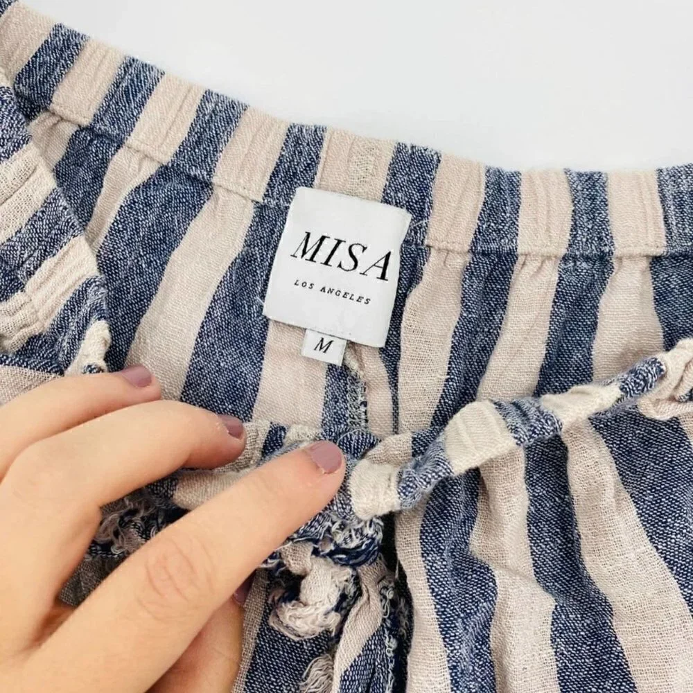MISA LA Blue Striped Ring Crochet Fabric Shorts - Medium